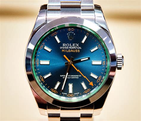 rolex milgauss blue lume|rolex milgauss price list.